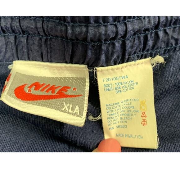Vintage Nike TWA Windbreaker Pants Mens Navy Blue Nylon Zip Bottom Leg Track Jog - Picture 3 of 9